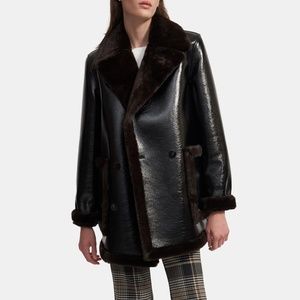 Theory Peacoat in Bonded Faux Shearling